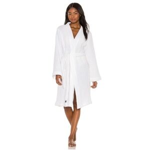 Slowtide Guild Women's White Waffle Weave Cotton Robe with Belt Size L/XL